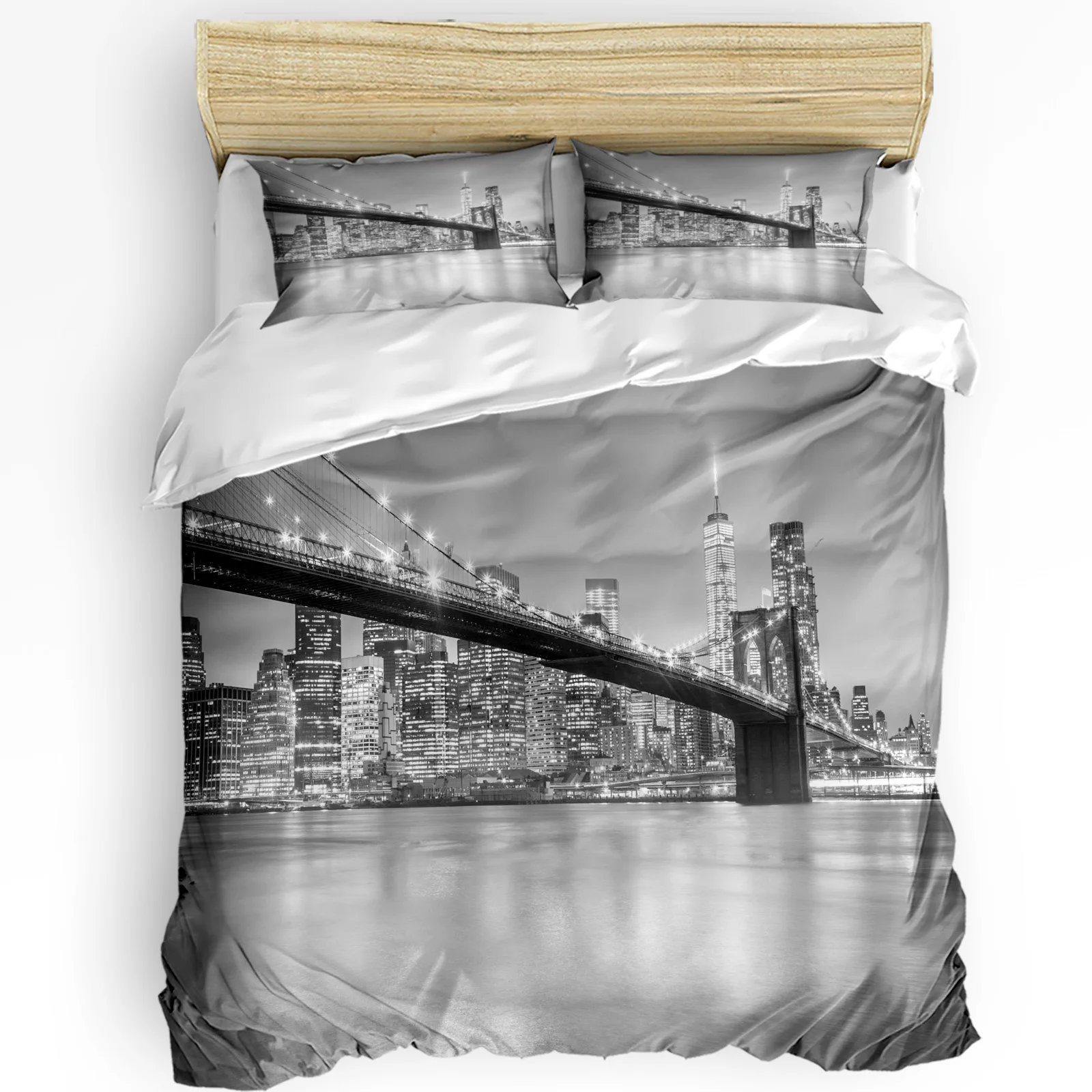 Home Textiles New York - 3pcs Bedding Set Grey New York