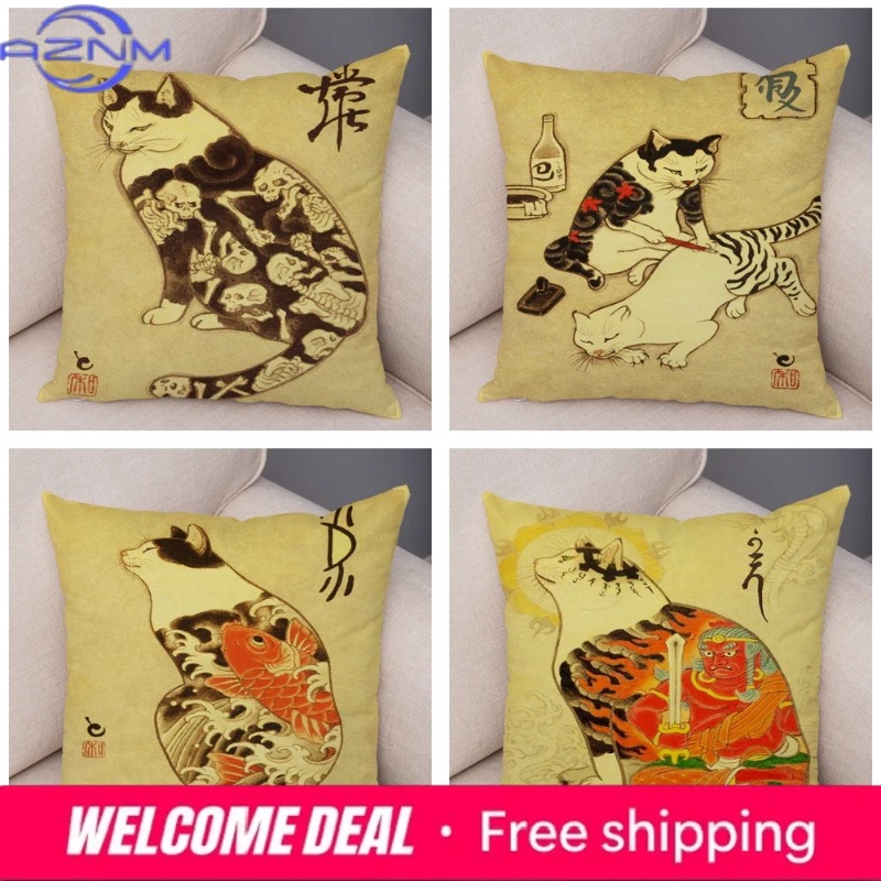 Vintage Japanese Samurai Cat T - огляд і ціна Japanese Home Textiles