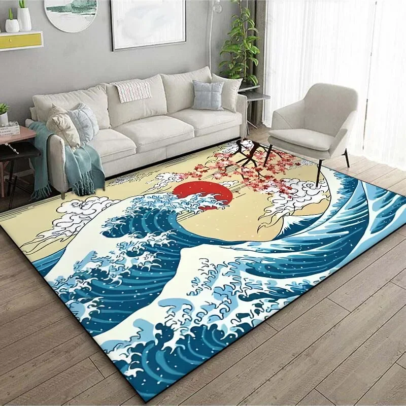 Japanese Art Kanagawa Waves Ca - огляд і ціна Japanese Home Textiles